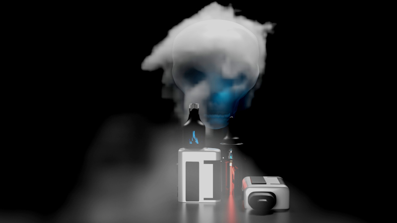 3D rendering E-cigarettes smoke less than ordinary cigarettes, abstract background.